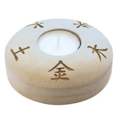 Teelichthalter - 5 Elemente- Stein graviert 10cm