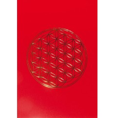 Klappkarte -Blume des Lebens- rot/gold 12x17cm