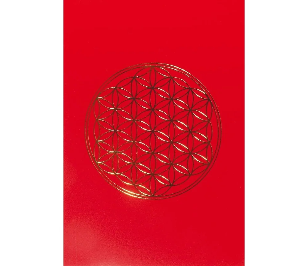 Klappkarte -Blume des Lebens- rot/gold 12x17cm