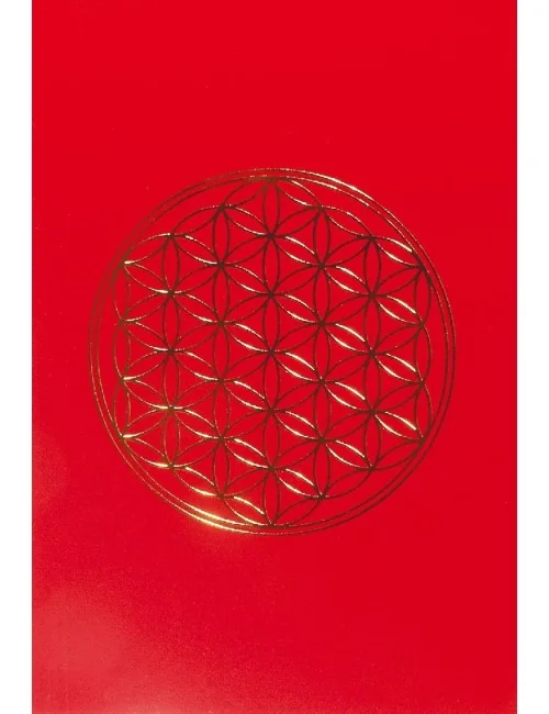 Klappkarte "Blume des Lebens" rot/gold 12x17cm