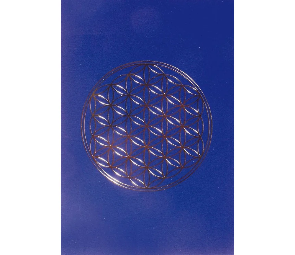 Klappkarte -Blume des Lebens- blau/gold 12x17cm
