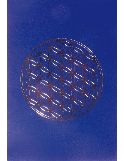 Klappkarte "Blume des Lebens" blau/gold 12x17cm