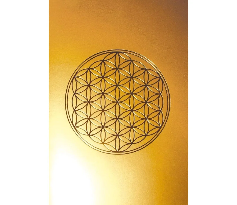 Klappkarte -Blume des Lebens- mattgold/gold 12x17cm