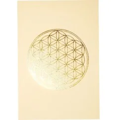 Klappkarte -Blume des Lebens- mattweiss/gold 12x17cm