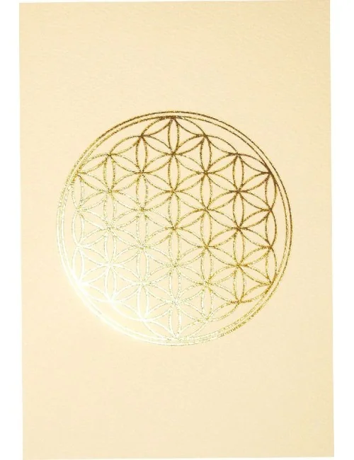 Klappkarte -Blume des Lebens- mattweiss/gold 12x17cm