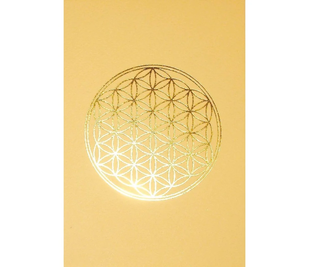 Klappkarte -Blume des Lebens- cremefarben/gold 12x17cm