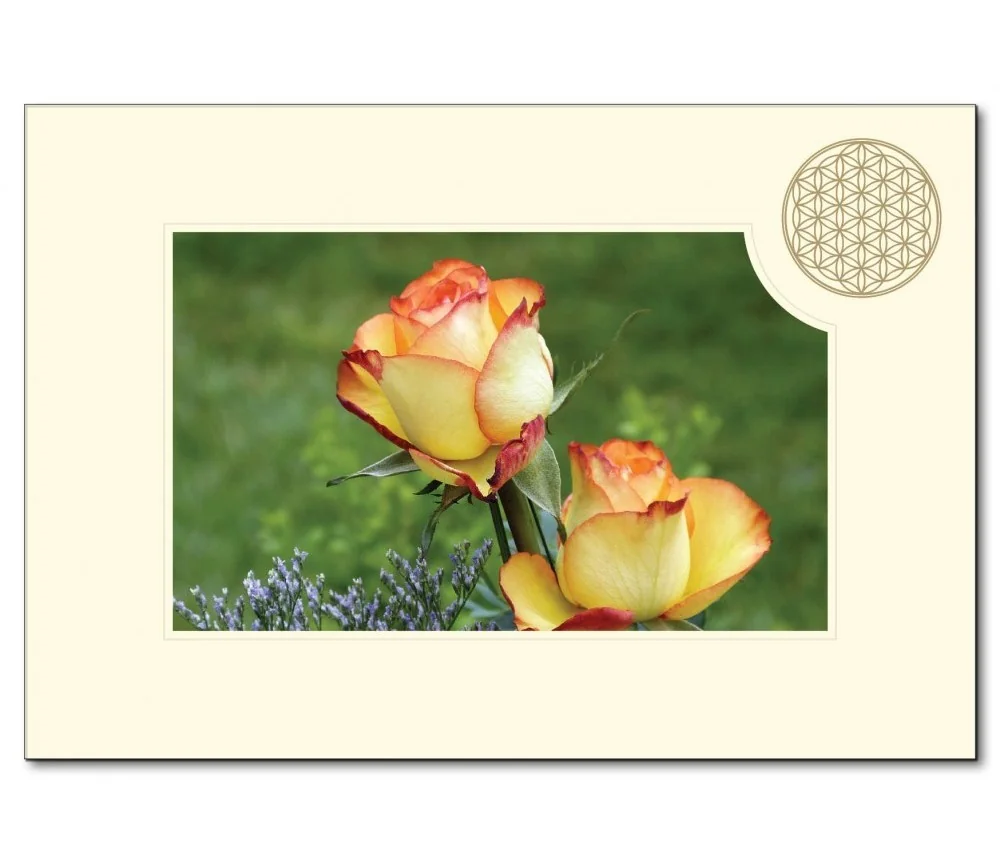 Klappkarte - Blume des Lebens - Rose- 11,5x16,7cm (mit Kuvert B6)