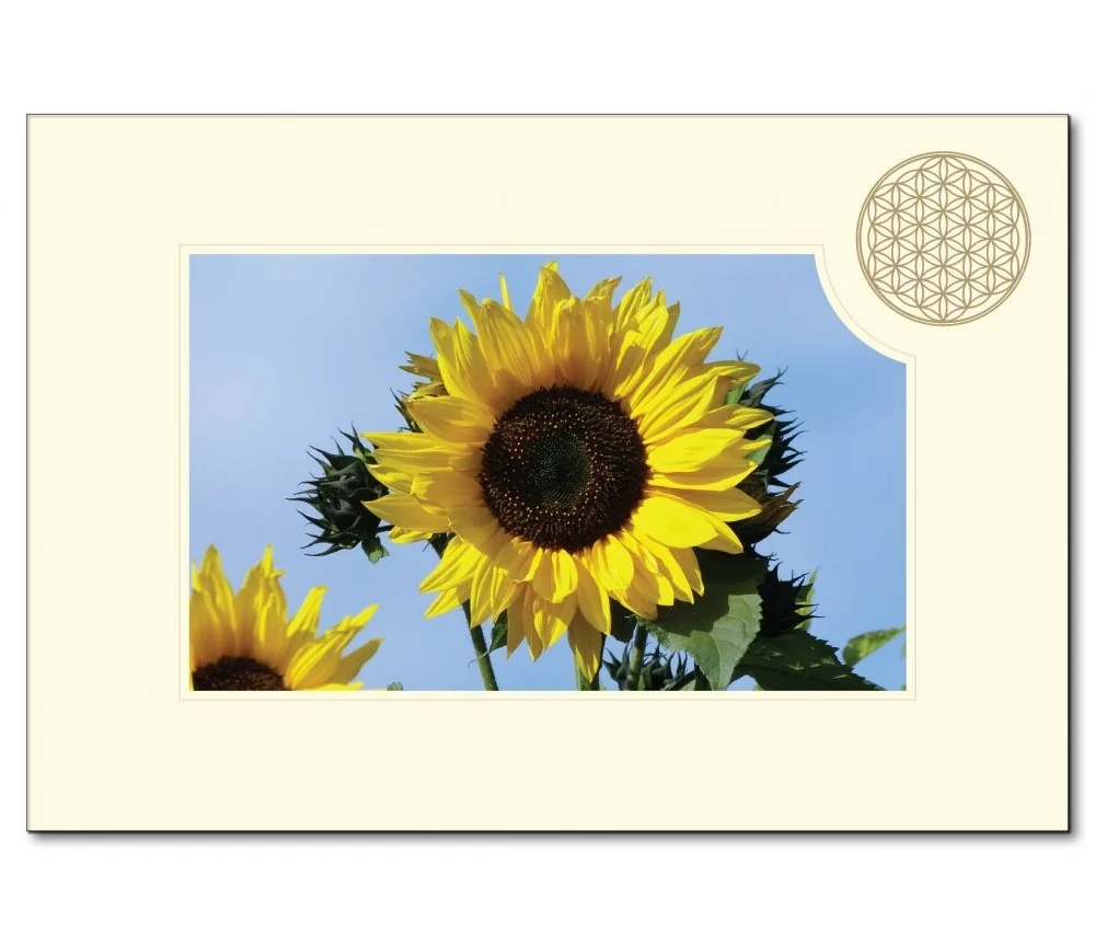 Klappkarte - Blume des Lebens - Sonnenblume- 11,5x16,7cm (mit Kuvert B6)