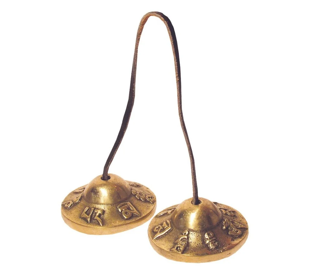 Zimbel "Om Mani..." Metall 30cm Ø6cm