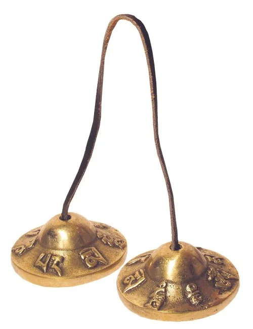 Zimbel "Om Mani..." Metall 30cm Ø6cm