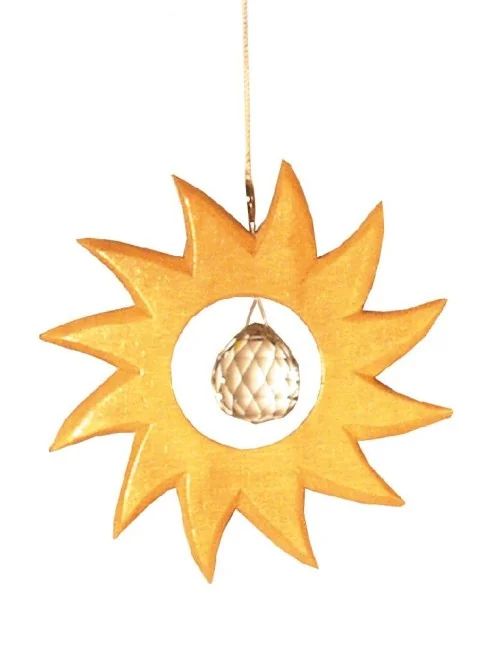 Kristallobjekt Sonne natur 12cm mit 20mm Kristallkugel