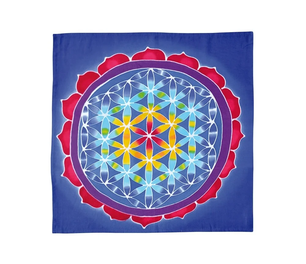 Wandbehang "Blume des Lebens" Rayon blau 50x50cm
