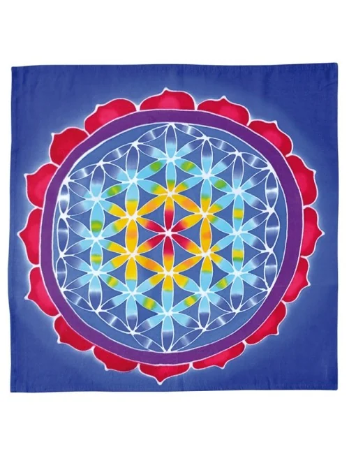 Wandbehang "Blume des Lebens" Rayon blau 50x50cm