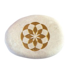 Flußstein "Torus Saat des Lebens" weiß/gold 9cm