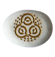 Flußstein "Kornkreis Ammersee" weiß/gold 9cm
