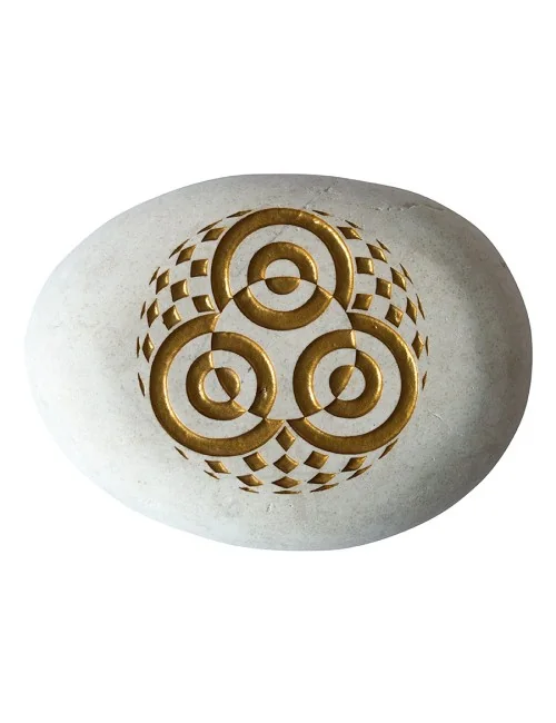 Flußstein "Kornkreis Ammersee" weiß/gold 9cm