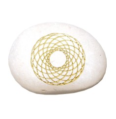 Flußstein "Kosmogramm" weiß/gold 9cm
