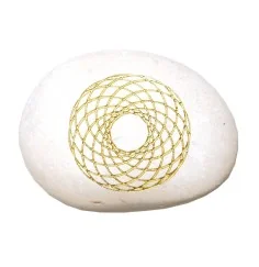 Flußstein "Kosmogramm" weiß/gold 9cm