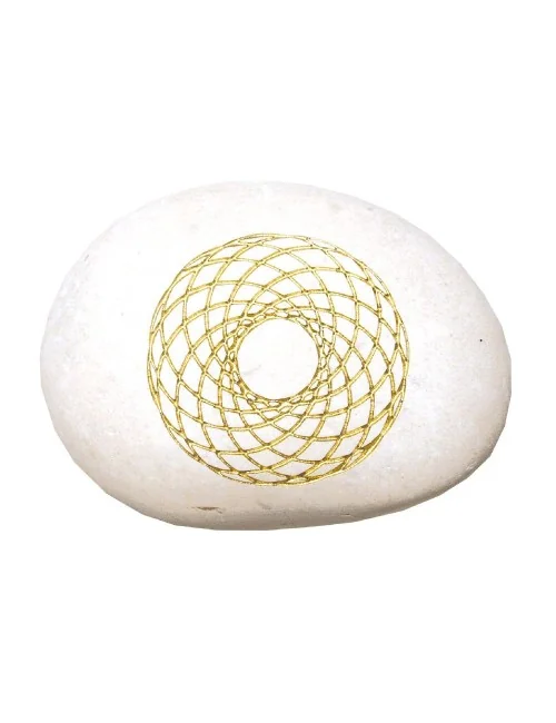Flußstein "Kosmogramm" weiß/gold 9cm