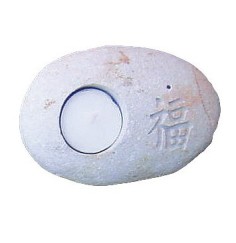 Kerzen, Rächerstäbchenhalter "Glück" weiß/gold 12cm