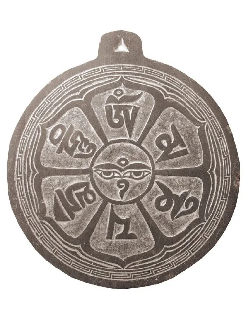 Nepalesische Schieferplatte graviert "Om mani padme hu