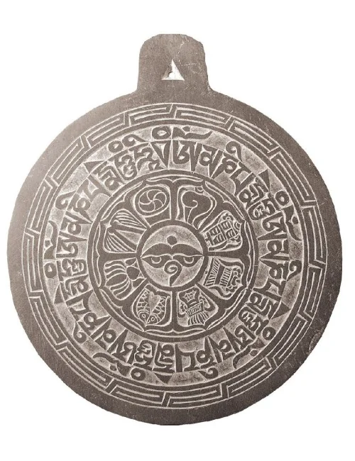 Nepalesische Schieferplatte graviert "Ashtamangala" 20c