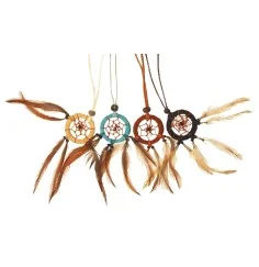 Traumfänger Halskette mit Federn Leder 3cm