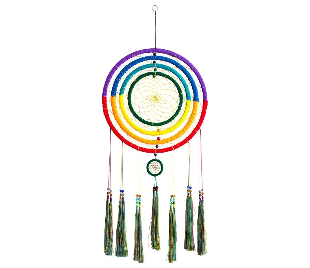 Traumfänger Regenbogen 33cm (76cm lang)