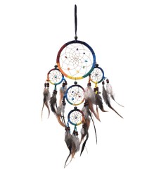 Traumfänger Mobile regenbogenfarben Leder 12x45cm