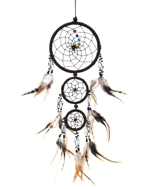 Traumfänger Mobile mit Röhrenknochen und Chakrensteinen