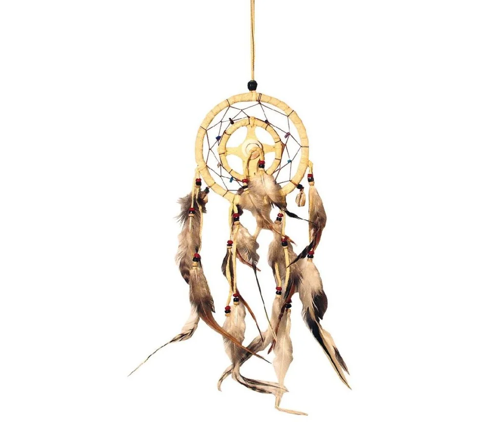 Traumfänger Mandella mit Kaurimuscheln Leder 12cm