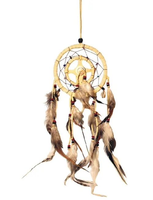 Traumfänger Mandella mit Kaurimuscheln Leder 12cm