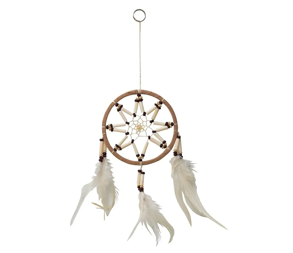 Traumfänger "White Star" mit Röhrenknochen 12x25cm