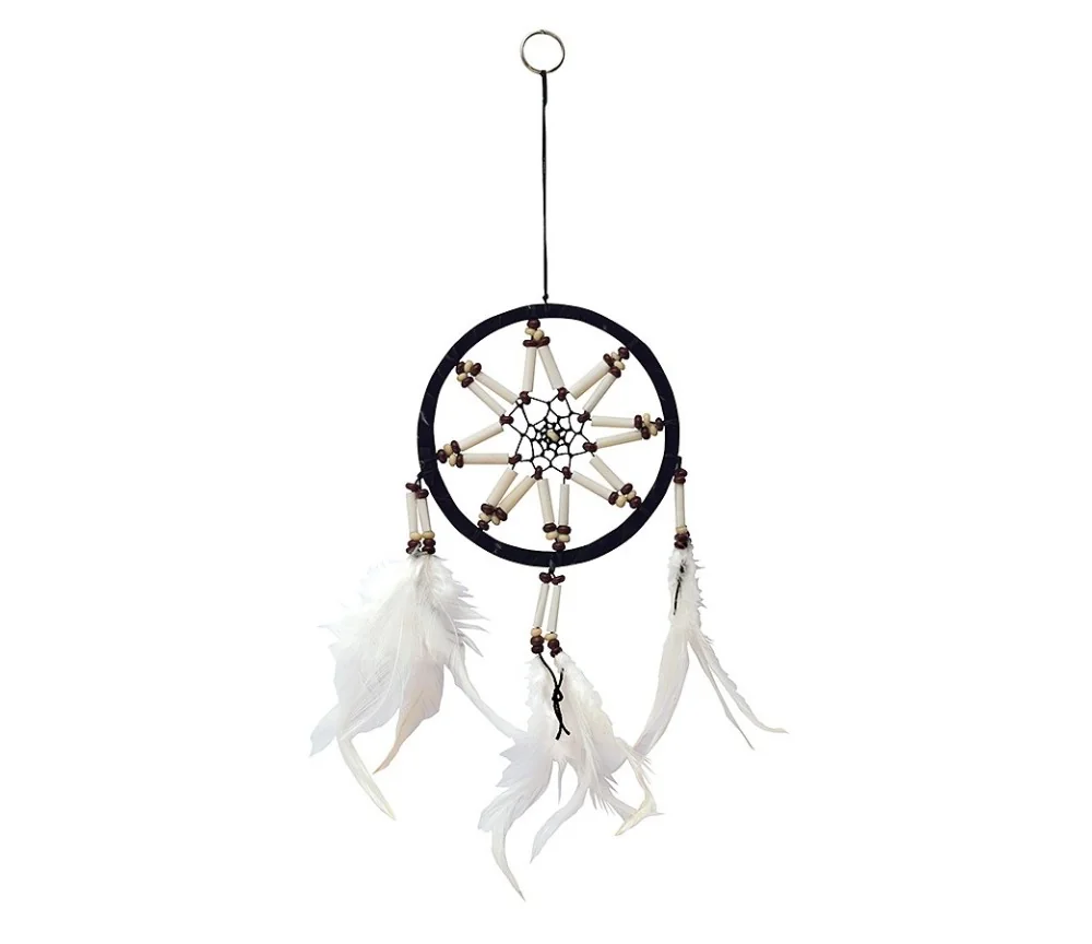 Traumfänger "White Star" mit Röhrenknochen 12x25cm