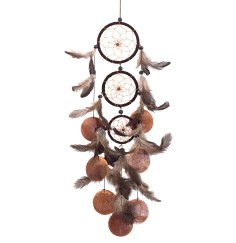 Traumfänger Mobile mit 3 TF und Capiz Muschel Leder 9x50cm