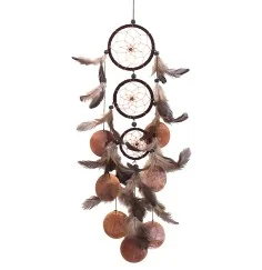 Traumfänger Mobile mit 3 TF und Capiz Muschel Leder 9x50cm