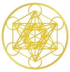 Aufkleber Set 4x3cm/1x7,5cm gold-transparent Metatron