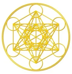 Aufkleber Set 4x3cm/1x7,5cm gold-transparent Metatron