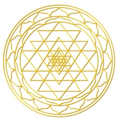 Aufkleber Set 4x3cm/1x7,5cm gold-transparent Sri-Yantra