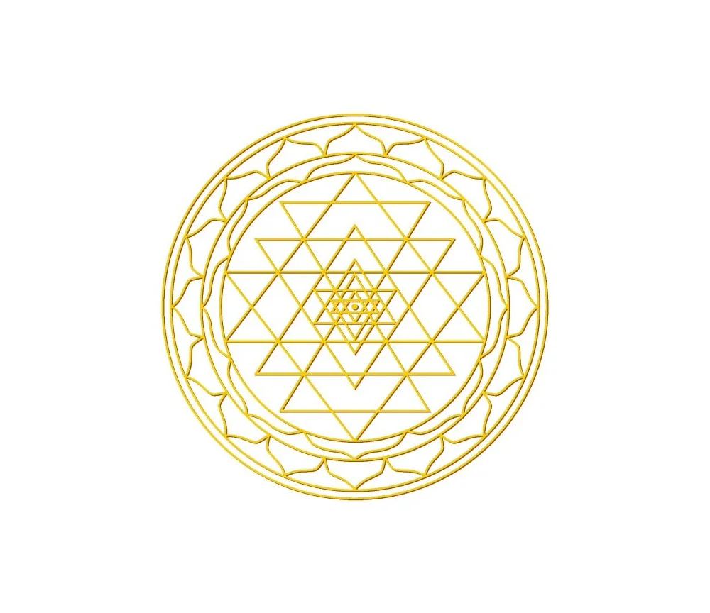Aufkleber Set 4x3cm/1x7,5cm gold-transparent Sri-Yantra