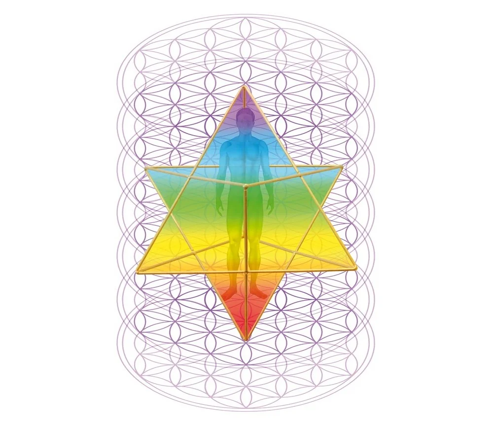 Aufkleber "Merkaba-Mensch-7 BdL", transparent 7x10,5cm