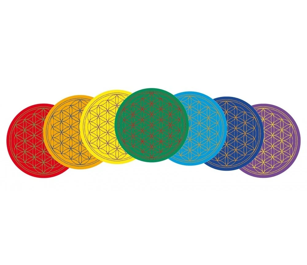 Aufkleber "Blume des Lebens" Komplementärfarben Set 7x 9,5cm