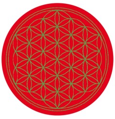 Aufkleber "Blume des Lebens" Komplementärfarben, rot-grün 9,5cm
