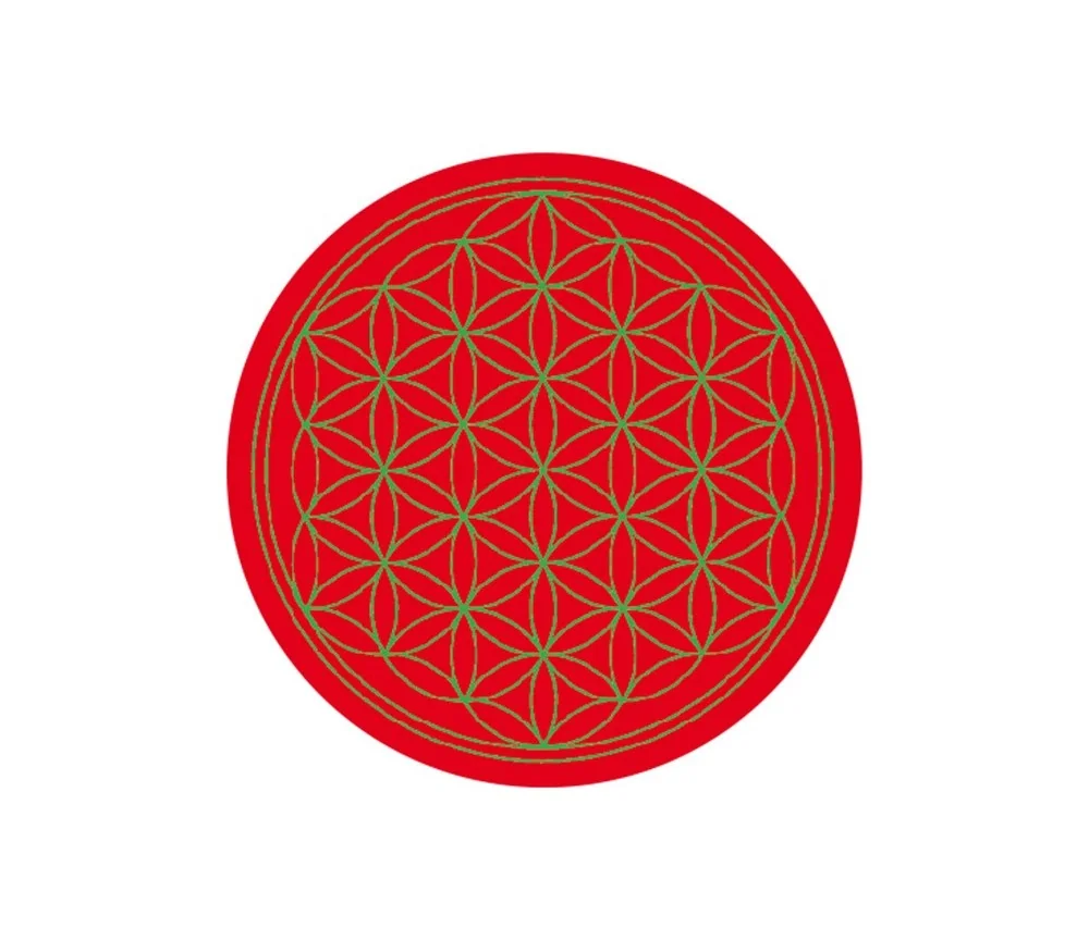 Aufkleber "Blume des Lebens" Komplementärfarben, rot-grün 9,5cm