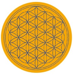 Aufkleber "Blume des Lebens" Komplementärfarben, orange-blau 9,5cm