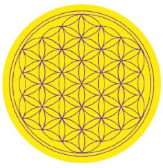 Aufkleber "Blume des Lebens" Komplementärfarben, gelb-violett 9,5cm