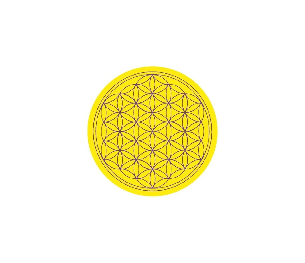 Aufkleber "Blume des Lebens" Komplementärfarben, gelb-violett 9,5cm