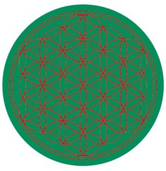 Aufkleber "Blume des Lebens" Komplementärfarben, grün-rot 9,5cm