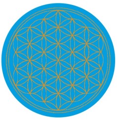 Aufkleber "Blume des Lebens" Komplementärfarben, türkis-orange 9,5cm