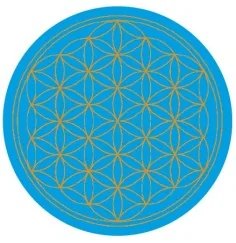 Aufkleber "Blume des Lebens" Komplementärfarben, türkis-orange 9,5cm